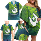 Torres Strait Islands Family Matching Off Shoulder Short Dress and Hawaiian Shirt Vibrant Polynesian Tribal Pattern Art