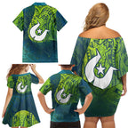 Torres Strait Islands Family Matching Off Shoulder Short Dress and Hawaiian Shirt Vibrant Polynesian Tribal Pattern Art