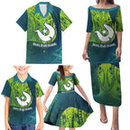 Torres Strait Islands Family Matching Puletasi and Hawaiian Shirt Vibrant Polynesian Tribal Pattern Art