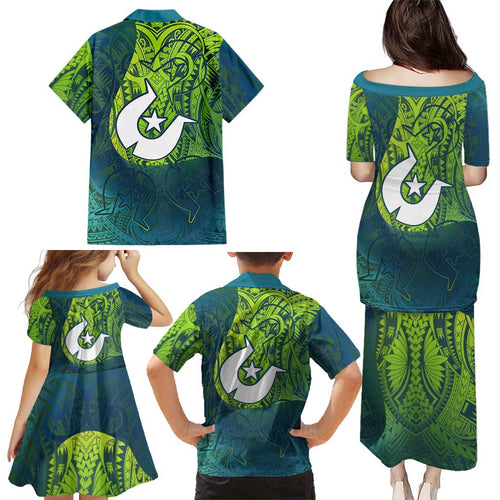 Torres Strait Islands Family Matching Puletasi and Hawaiian Shirt Vibrant Polynesian Tribal Pattern Art