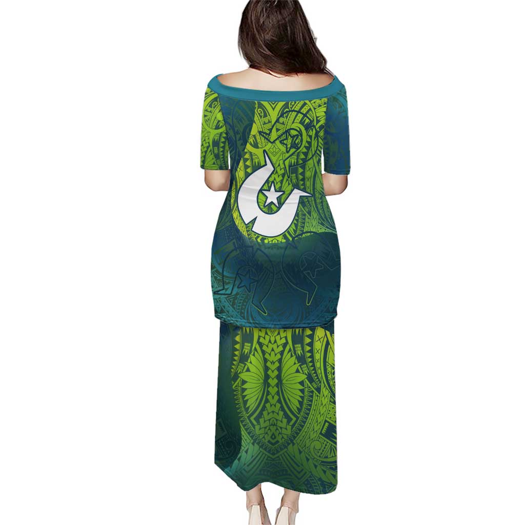 Torres Strait Islands Family Matching Puletasi and Hawaiian Shirt Vibrant Polynesian Tribal Pattern Art