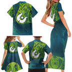 Torres Strait Islands Family Matching Short Sleeve Bodycon Dress and Hawaiian Shirt Vibrant Polynesian Tribal Pattern Art