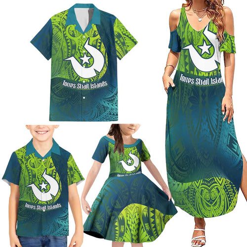 Torres Strait Islands Family Matching Summer Maxi Dress and Hawaiian Shirt Vibrant Polynesian Tribal Pattern Art