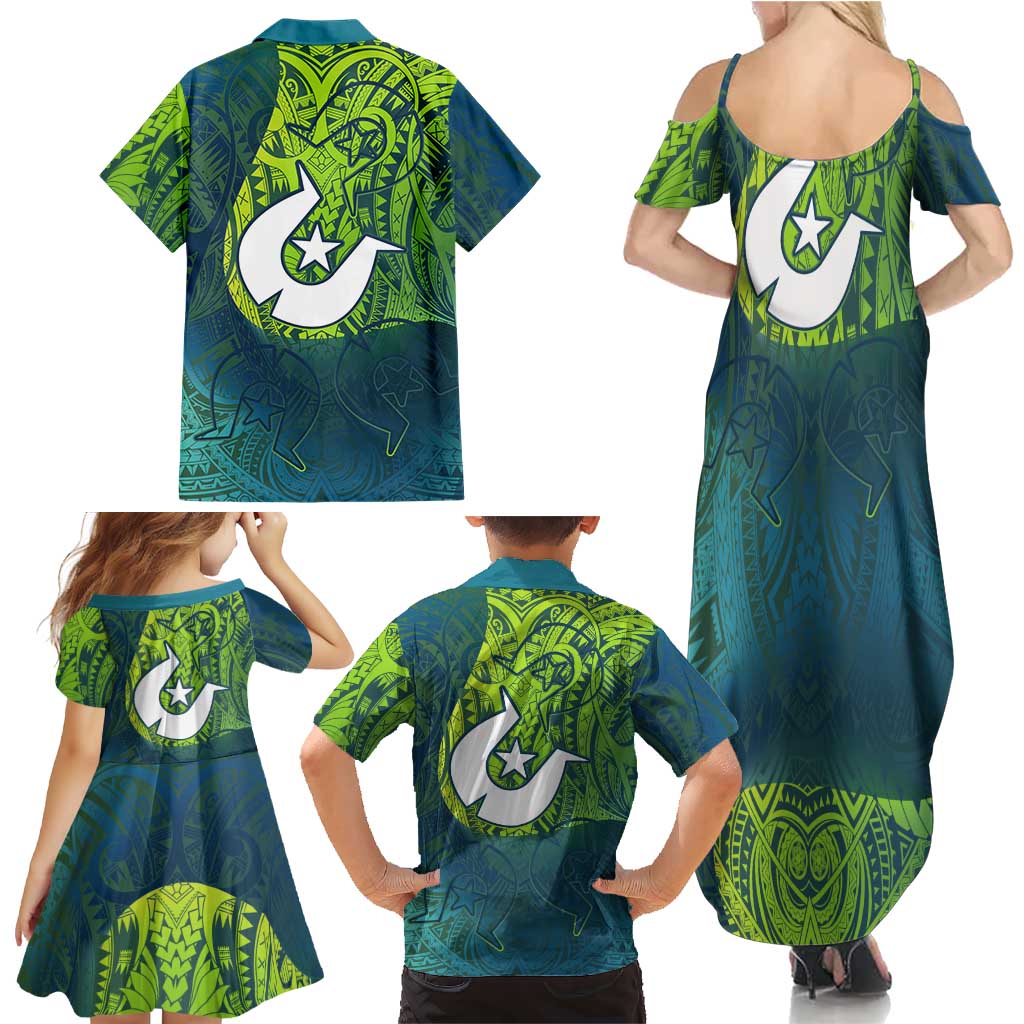 Torres Strait Islands Family Matching Summer Maxi Dress and Hawaiian Shirt Vibrant Polynesian Tribal Pattern Art