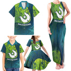 Torres Strait Islands Family Matching Tank Maxi Dress and Hawaiian Shirt Vibrant Polynesian Tribal Pattern Art