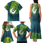 Torres Strait Islands Family Matching Tank Maxi Dress and Hawaiian Shirt Vibrant Polynesian Tribal Pattern Art