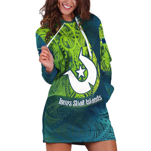 Torres Strait Islands Hoodie Dress Vibrant Polynesian Tribal Pattern Art