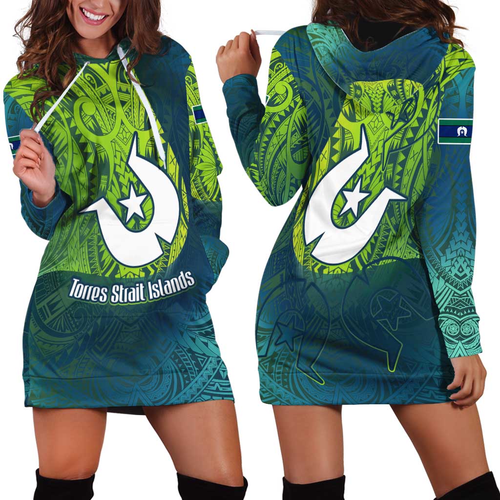 Torres Strait Islands Hoodie Dress Vibrant Polynesian Tribal Pattern Art