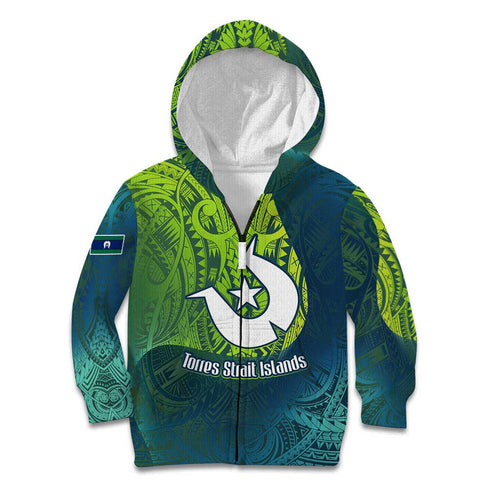 Torres Strait Islands Kid Hoodie Vibrant Polynesian Tribal Pattern Art