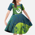 Torres Strait Islands Kid Short Sleeve Dress Vibrant Polynesian Tribal Pattern Art
