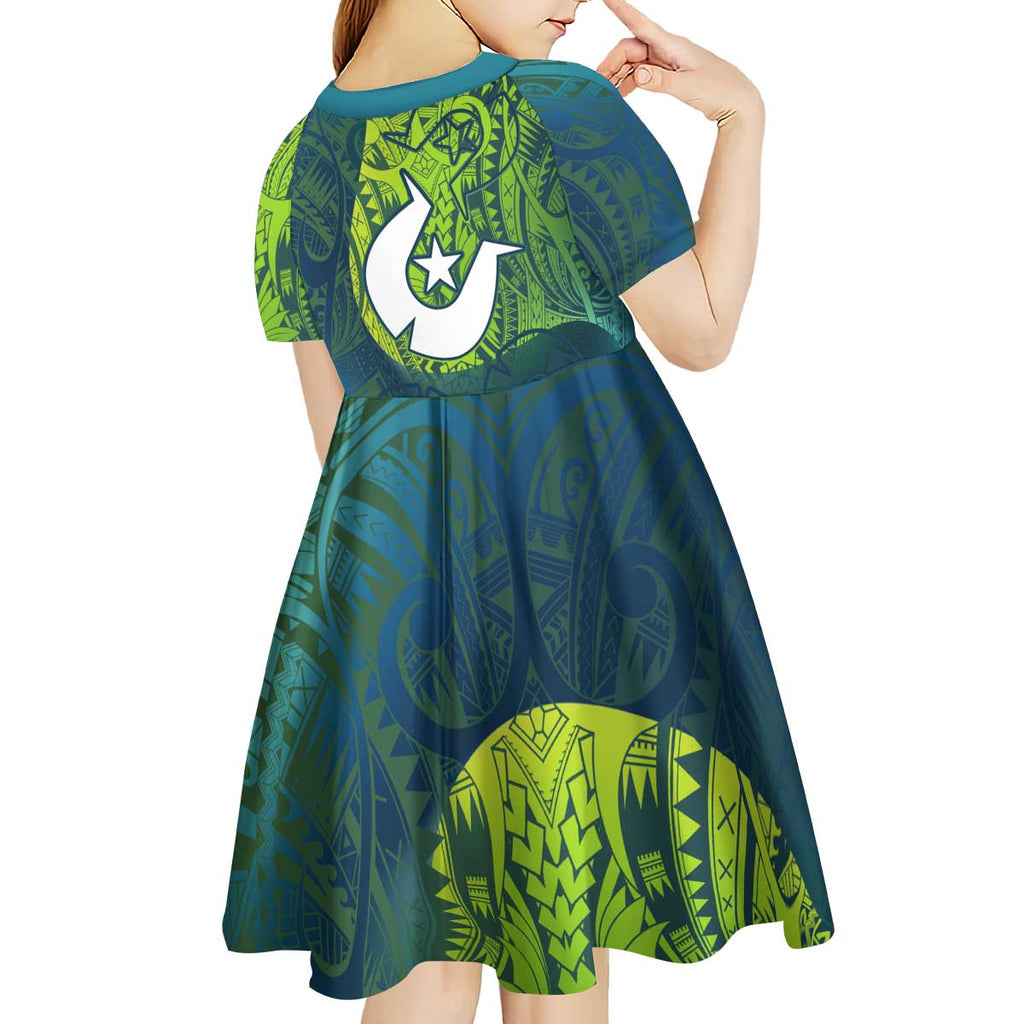 Torres Strait Islands Kid Short Sleeve Dress Vibrant Polynesian Tribal Pattern Art