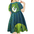 Torres Strait Islands Kid Short Sleeve Dress Vibrant Polynesian Tribal Pattern Art