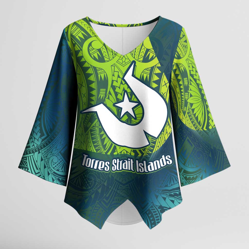 Torres Strait Islands Kimono Sleeve Blouse Vibrant Polynesian Tribal Pattern Art