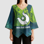 Torres Strait Islands Kimono Sleeve Blouse Vibrant Polynesian Tribal Pattern Art