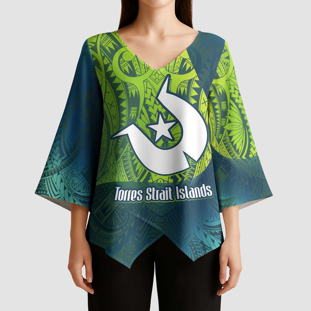 Torres Strait Islands Kimono Sleeve Blouse Vibrant Polynesian Tribal Pattern Art