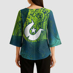 Torres Strait Islands Kimono Sleeve Blouse Vibrant Polynesian Tribal Pattern Art