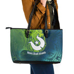 Torres Strait Islands Leather Tote Bag Vibrant Polynesian Tribal Pattern Art