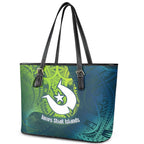 Torres Strait Islands Leather Tote Bag Vibrant Polynesian Tribal Pattern Art