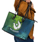 Torres Strait Islands Leather Tote Bag Vibrant Polynesian Tribal Pattern Art