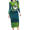 Torres Strait Islands Long Sleeve Bodycon Dress Vibrant Polynesian Tribal Pattern Art