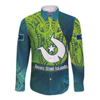 Torres Strait Islands Long Sleeve Button Shirt Vibrant Polynesian Tribal Pattern Art
