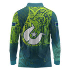 Torres Strait Islands Long Sleeve Polo Shirt Vibrant Polynesian Tribal Pattern Art