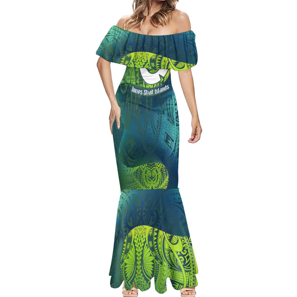 Torres Strait Islands Mermaid Dress Vibrant Polynesian Tribal Pattern Art