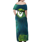 Torres Strait Islands Off Shoulder Maxi Dress Vibrant Polynesian Tribal Pattern Art