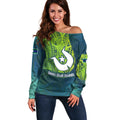 Torres Strait Islands Off Shoulder Sweater Vibrant Polynesian Tribal Pattern Art