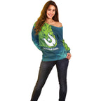 Torres Strait Islands Off Shoulder Sweater Vibrant Polynesian Tribal Pattern Art
