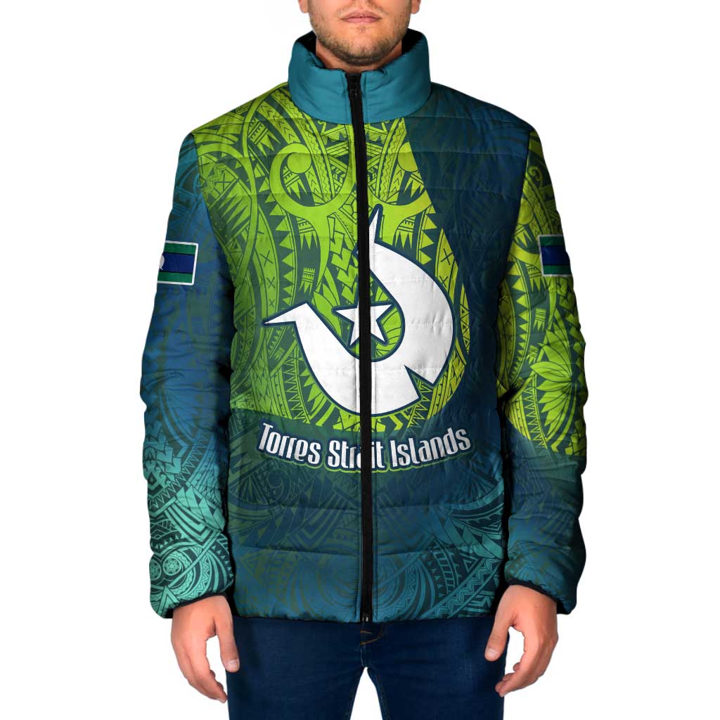Torres Strait Islands Padded Jacket Vibrant Polynesian Tribal Pattern Art