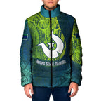 Torres Strait Islands Padded Jacket Vibrant Polynesian Tribal Pattern Art