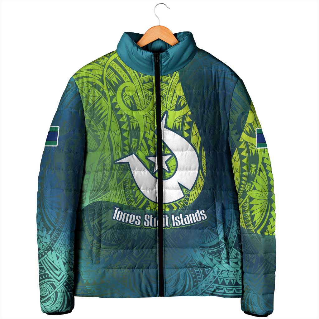 Torres Strait Islands Padded Jacket Vibrant Polynesian Tribal Pattern Art