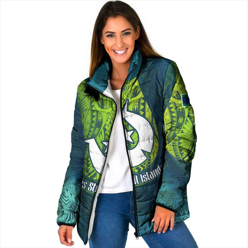 Torres Strait Islands Padded Jacket Vibrant Polynesian Tribal Pattern Art