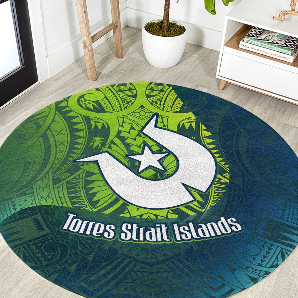 Torres Strait Islands Round Carpet Vibrant Polynesian Tribal Pattern Art