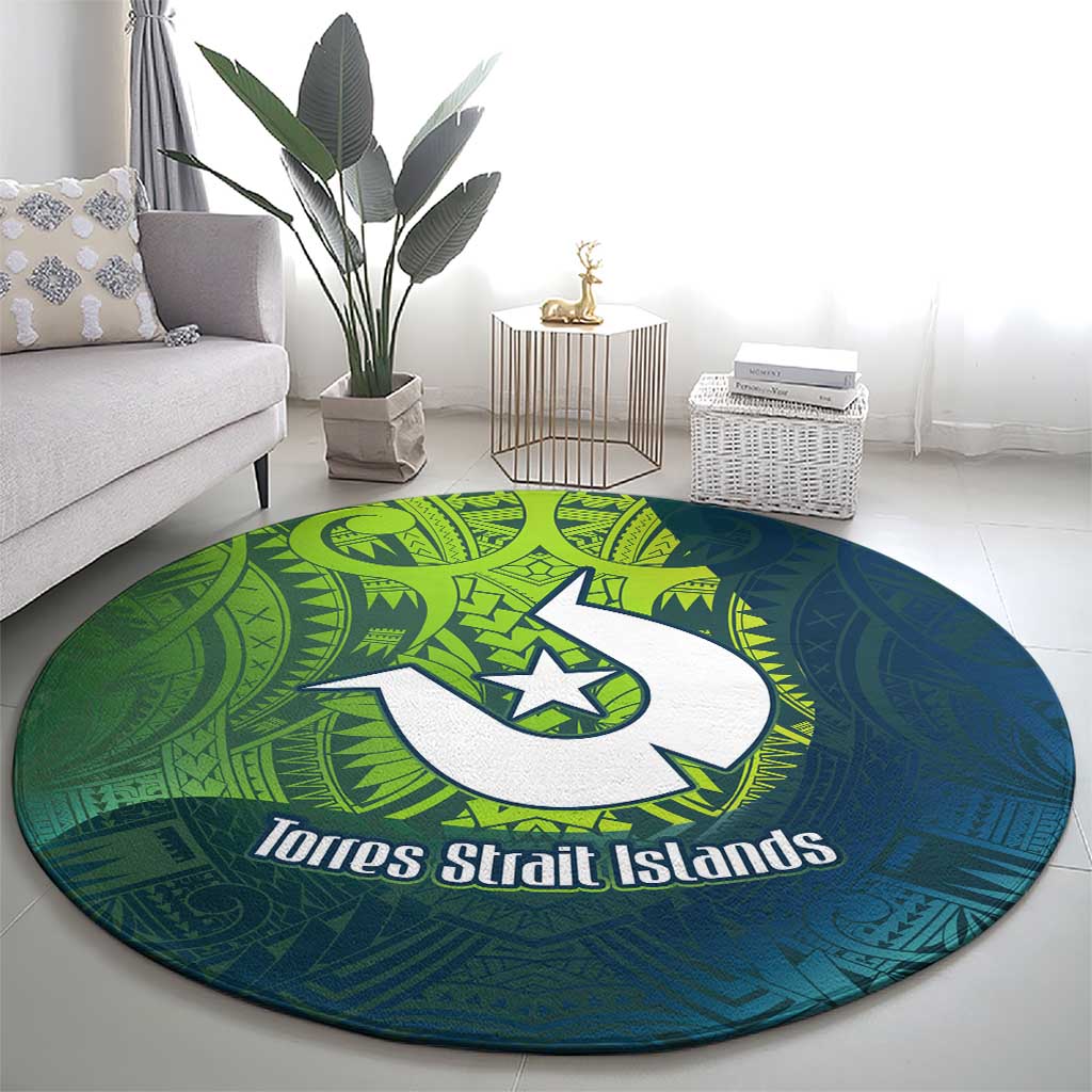 Torres Strait Islands Round Carpet Vibrant Polynesian Tribal Pattern Art