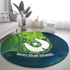 Torres Strait Islands Round Carpet Vibrant Polynesian Tribal Pattern Art