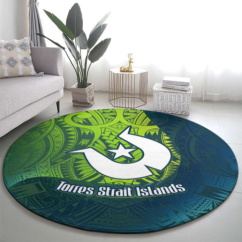 Torres Strait Islands Round Carpet Vibrant Polynesian Tribal Pattern Art