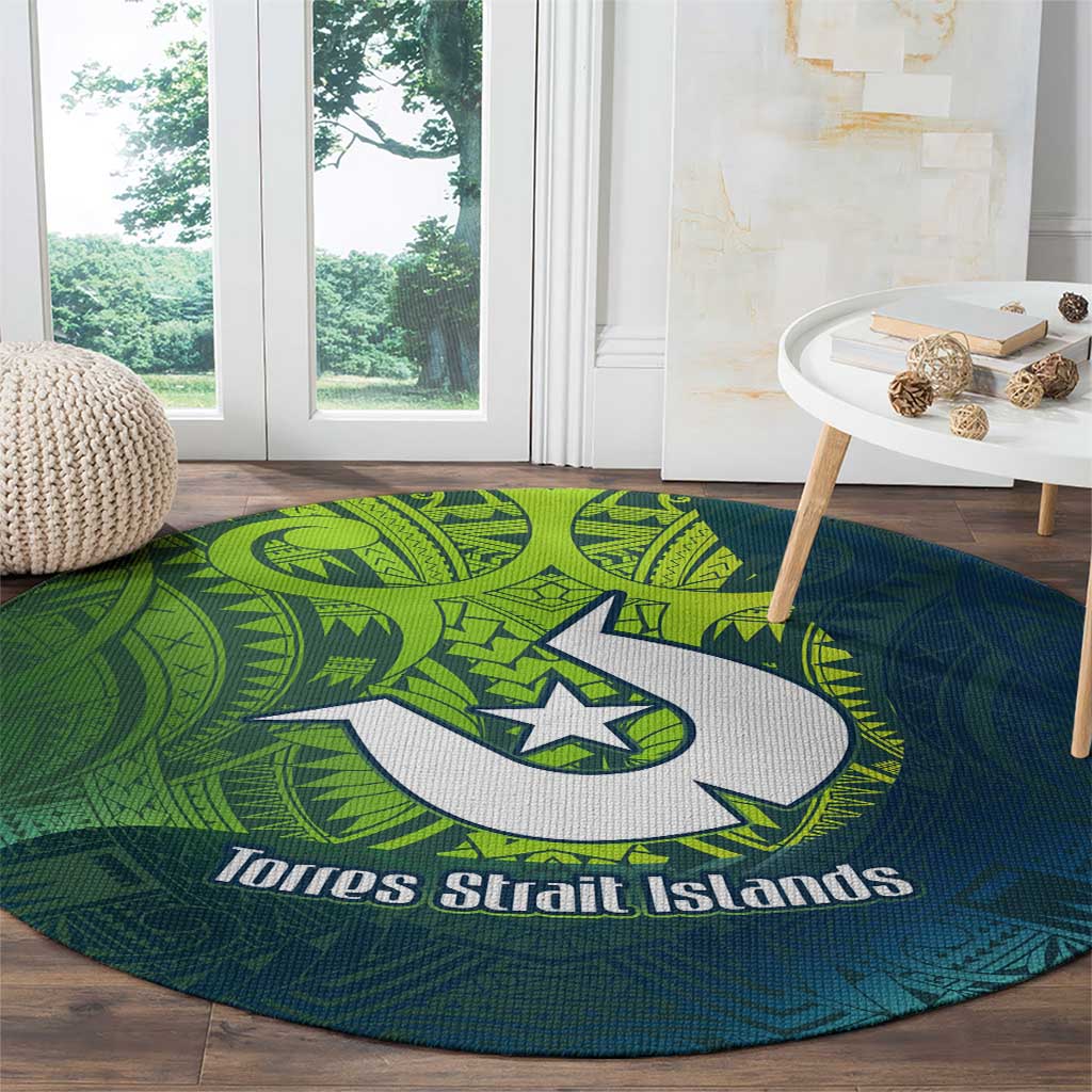 Torres Strait Islands Round Carpet Vibrant Polynesian Tribal Pattern Art