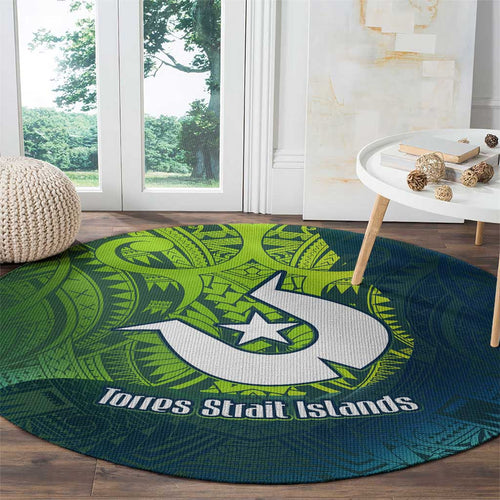 Torres Strait Islands Round Carpet Vibrant Polynesian Tribal Pattern Art