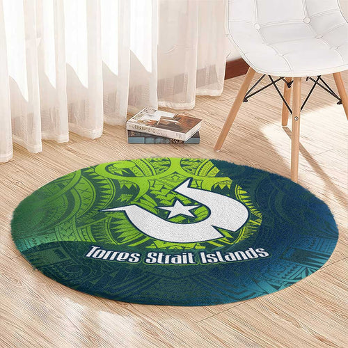 Torres Strait Islands Round Carpet Vibrant Polynesian Tribal Pattern Art