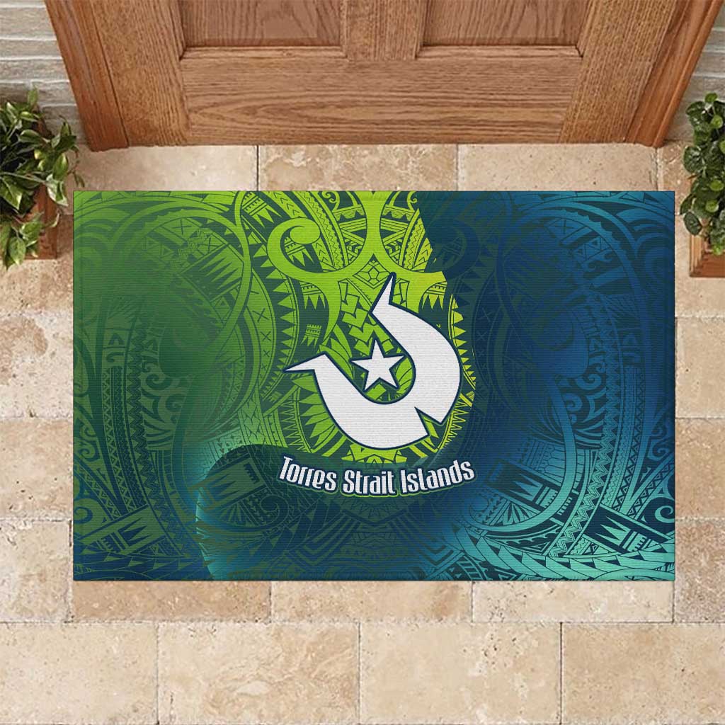 Torres Strait Islands Rubber Doormat Vibrant Polynesian Tribal Pattern Art