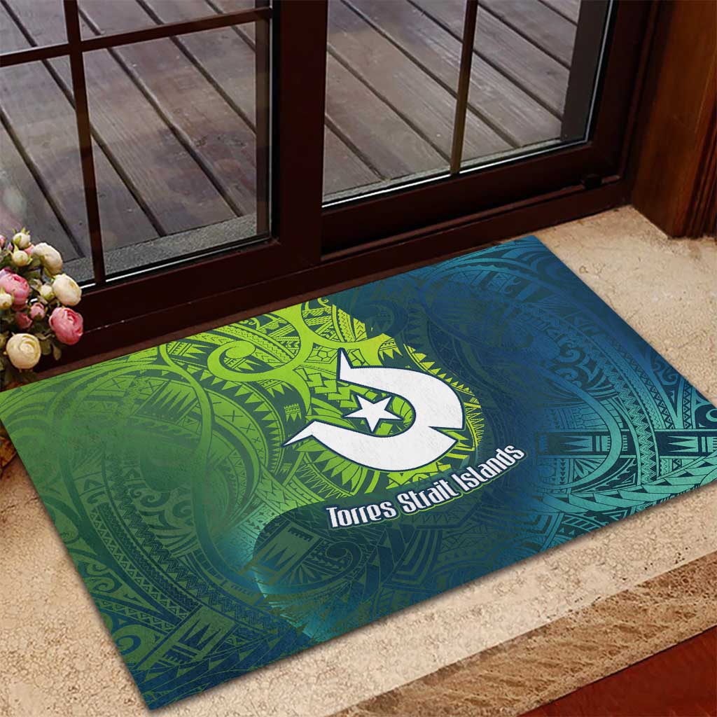 Torres Strait Islands Rubber Doormat Vibrant Polynesian Tribal Pattern Art
