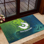 Torres Strait Islands Rubber Doormat Vibrant Polynesian Tribal Pattern Art