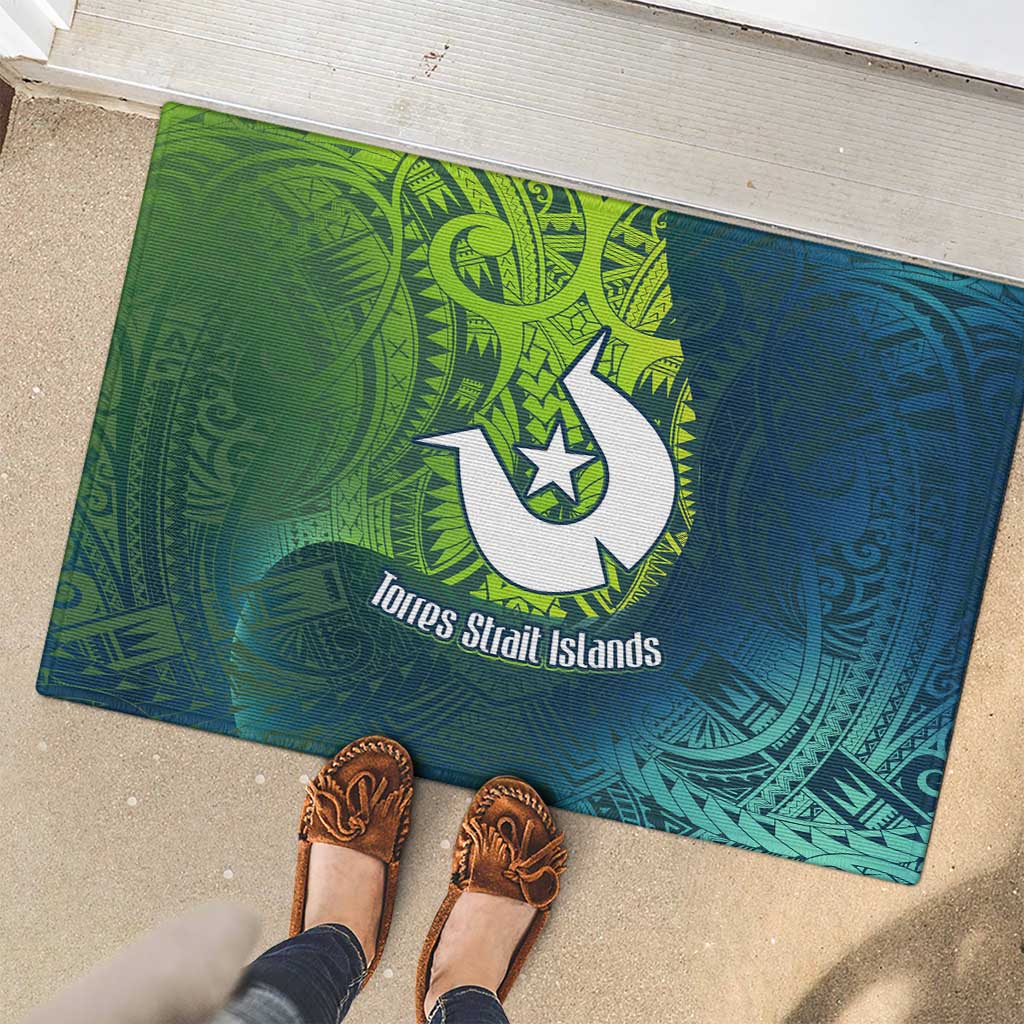 Torres Strait Islands Rubber Doormat Vibrant Polynesian Tribal Pattern Art