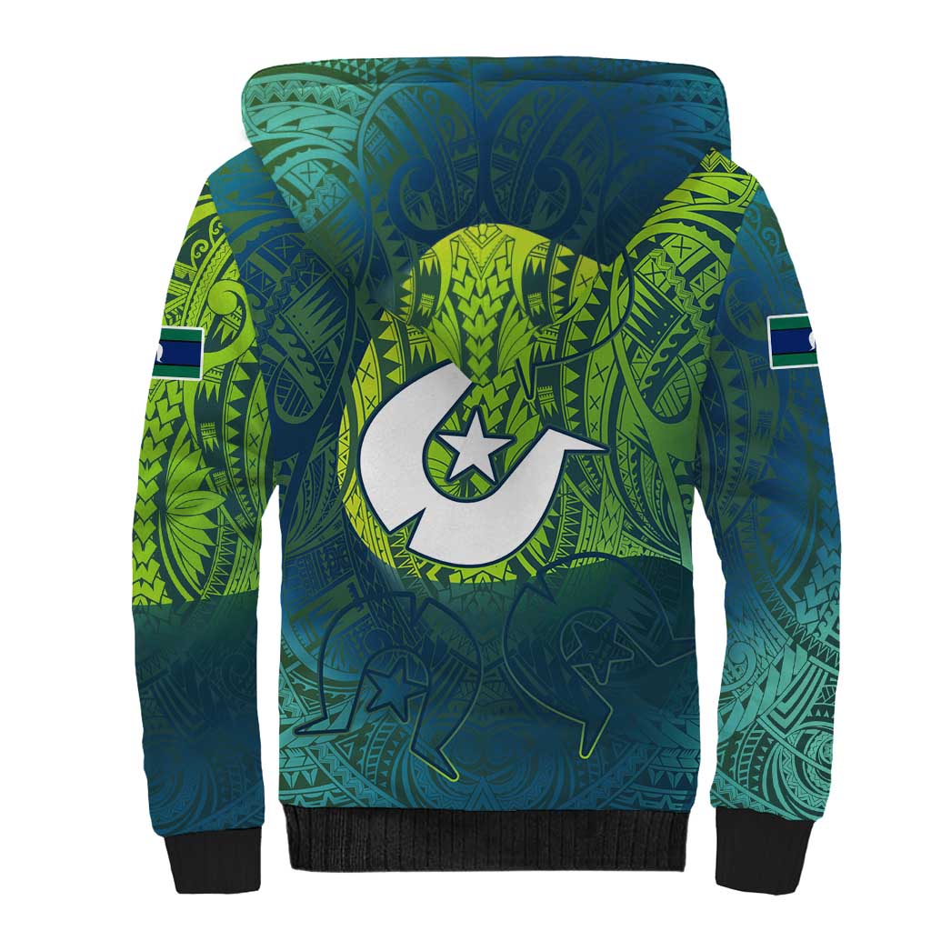 Torres Strait Islands Sherpa Hoodie Vibrant Polynesian Tribal Pattern Art