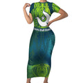 Torres Strait Islands Short Sleeve Bodycon Dress Vibrant Polynesian Tribal Pattern Art