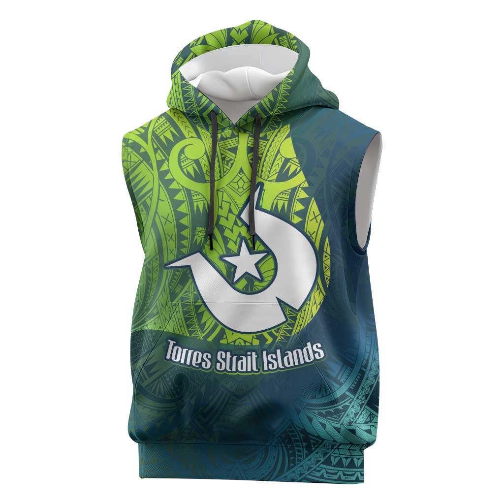 Torres Strait Islands Sleeveless Hoodie Vibrant Polynesian Tribal Pattern Art