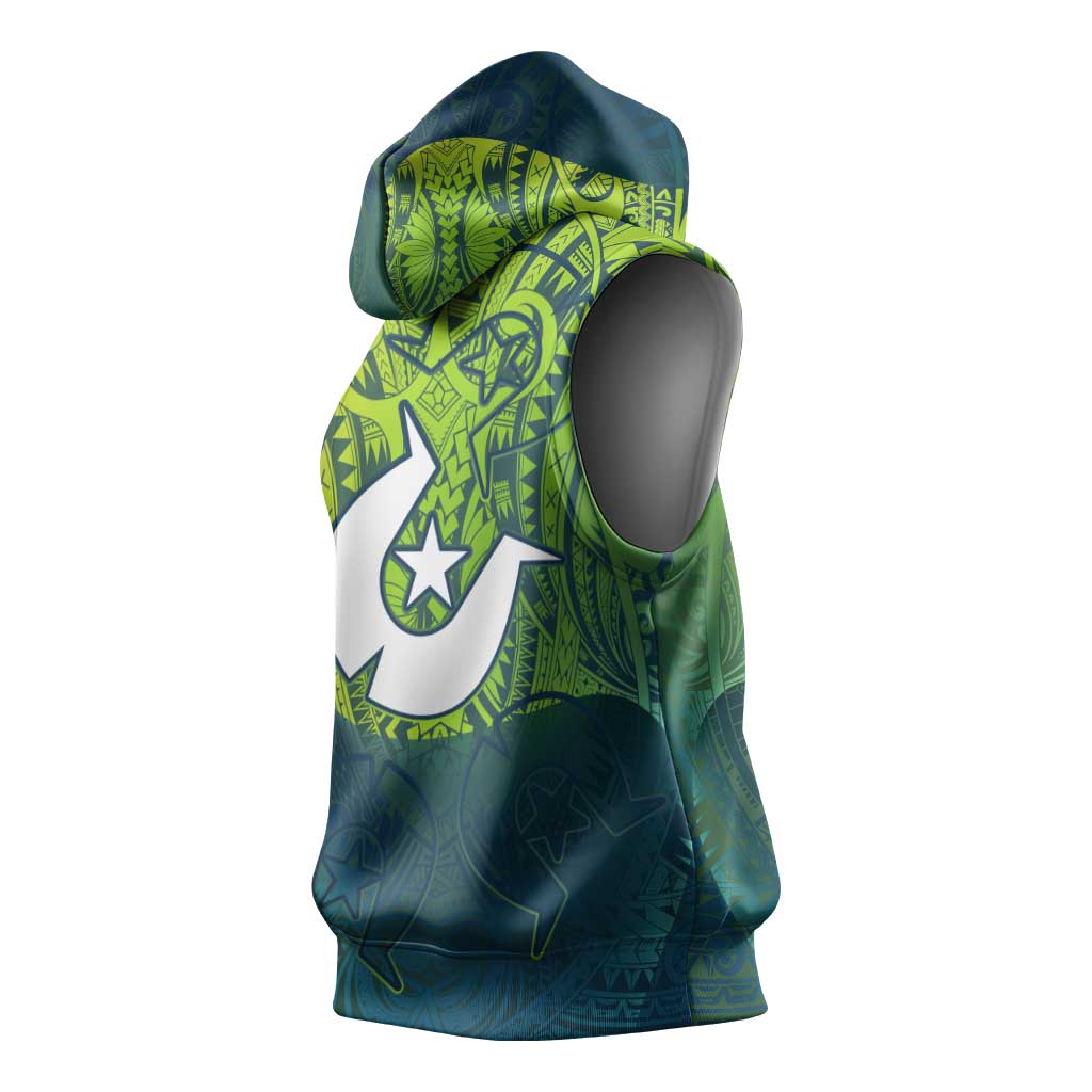 Torres Strait Islands Sleeveless Hoodie Vibrant Polynesian Tribal Pattern Art