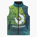 Torres Strait Islands Sleeveless Puffer Jacket Vibrant Polynesian Tribal Pattern Art